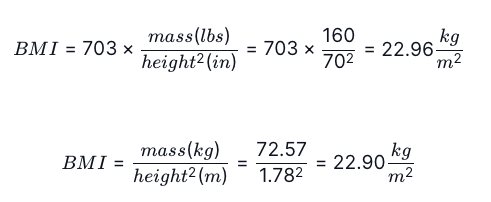 BMI calculation formula